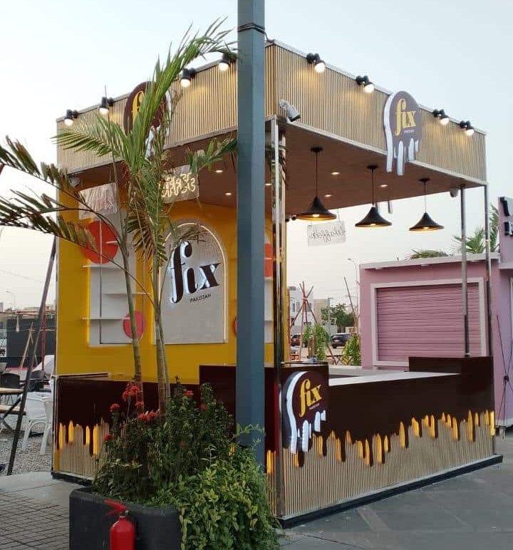 Front view of Fix Pakistan custom kiosk in Karachi