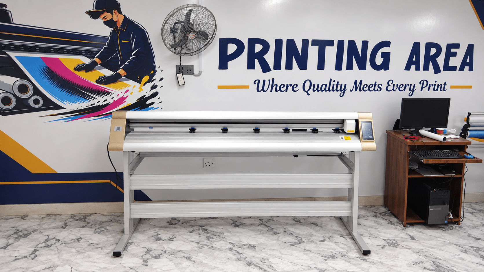Our Workshop Diamond cut plotter in the Artavia Advertising Agency workshop in Karachi